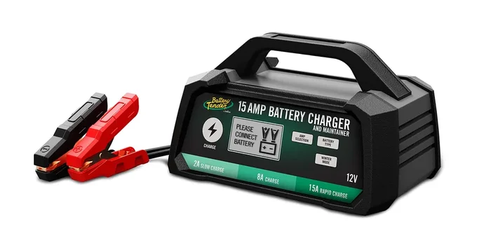 Battery Tender 15 AMP Battery Charger and Maintainer – 12V Switchable 15 AMP / 8 AMP / 2 AMP – Selectable Chemistry Standard AGM
