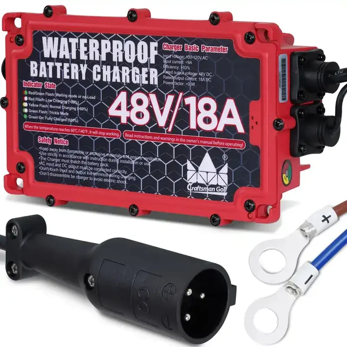 Craftsman Golf 18 Amp Golf Cart Battery Charger For 48 Volt Club Car Onboard Golf Carts With 3-Pin Round Plug And Rapid Charge C