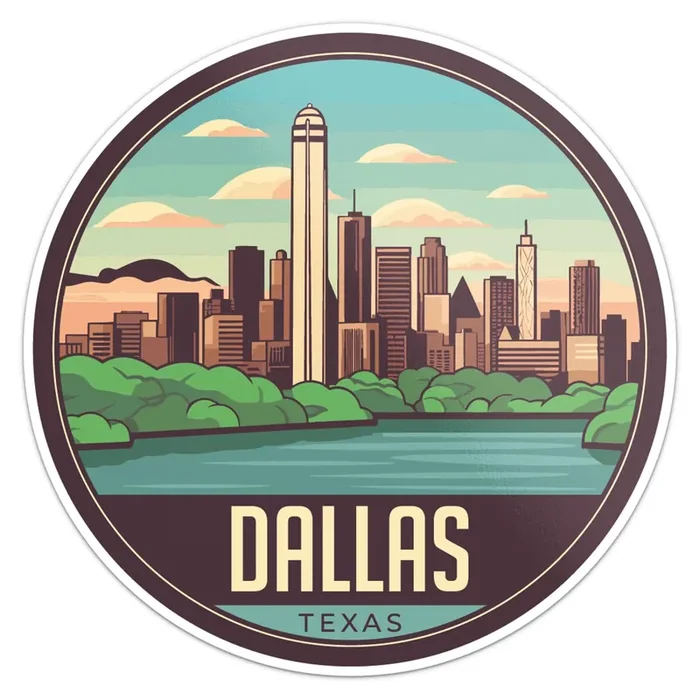 Dallas City Sticker – Waterproof Vinyl Decal for Car Bumper, Laptop, Water Bottle, Wall, and Window, Size – 5‘‘ Longer Side
