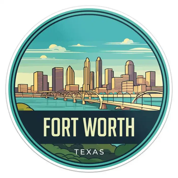 Fort Worth City Sticker – Waterproof Vinyl Decal for Car Bumper, Laptop, Water Bottle, Wall, and Window, Size – 3‘‘ Longer Side