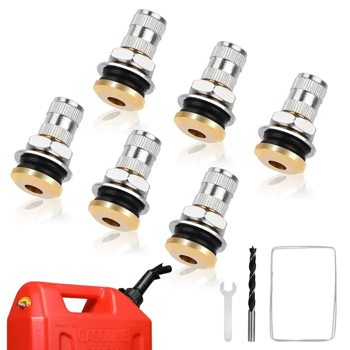 Gas Can Vent Caps 6 Pack Fuel Gas Tank Vent Caps Metal Gas Can Replacement Vent Plug Leak-Proof Gas Jug Vent Caps Gas Tan