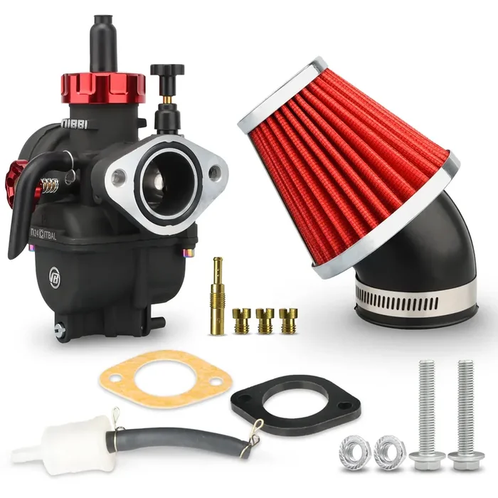 Nibbi Pe24 Carburetor With 48Mm Air Filters Kit,Pe24Mm Fl Motorcycle Carb Fit For 140Cc 150Cc Dirt Bike Pit Bike Apollo Taotao L