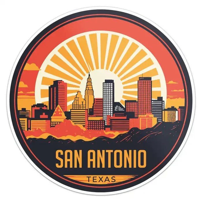 San Antonio City Sticker – Waterproof Vinyl Decal for Car Bumper, Laptop, Water Bottle, Wall, and Window, Size – 3‘‘ Longer Side