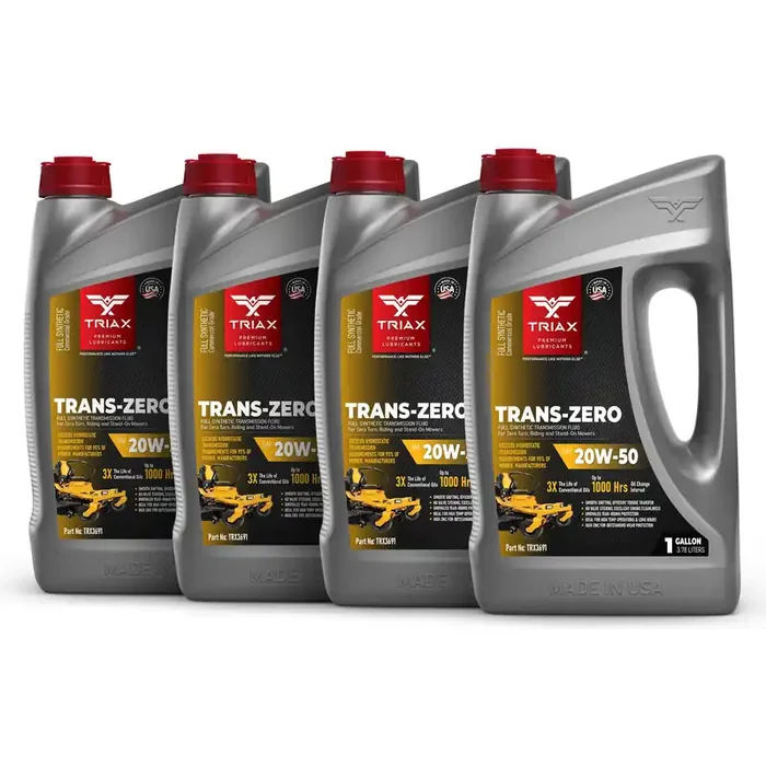 TRIAX Trans Zero 20W-50 Full Synthetic Hydro-Static Transmission Oil for Zero-Turn Mowers (4 Gallon Pack)