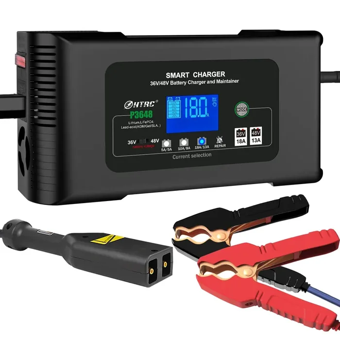 YHCHKJ 36V 18A & 48V 13A Golf Cart Battery Charger, D Style Plug, for EZGO TXT, Lithium, LiFePO4, Lead-Acid